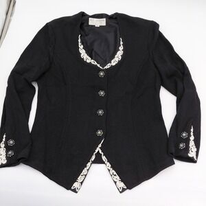 ST JOHN Evening Womens 6 Santana Knit Blazer Jacket Glam Crystal Button CEO Lux‎